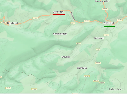 <p>Gebersdorf&nbsp;war ein altes Fuhrmannsdorf und ist heute ein beliebter Urlaubsort.&nbsp;Von hier aus empfiehlt sich die Wanderung zum Morassina - Schaubergwerk –&nbsp;im sagenumwobenen Schwefelloch. Wanderwege führen u. a. auch zum Porzellanmuseum in Reichmannsdorf.</p>